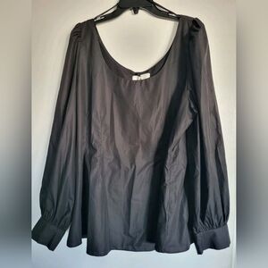 Tuckernuck Pomander Place Dianne Black Elevated Blouse Blouse 3X Long Sleeve NWT